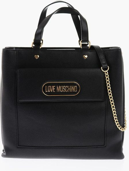 Сумка Moschino LOVE из экокожи прямоугольной формы с накладным карманом Maxi