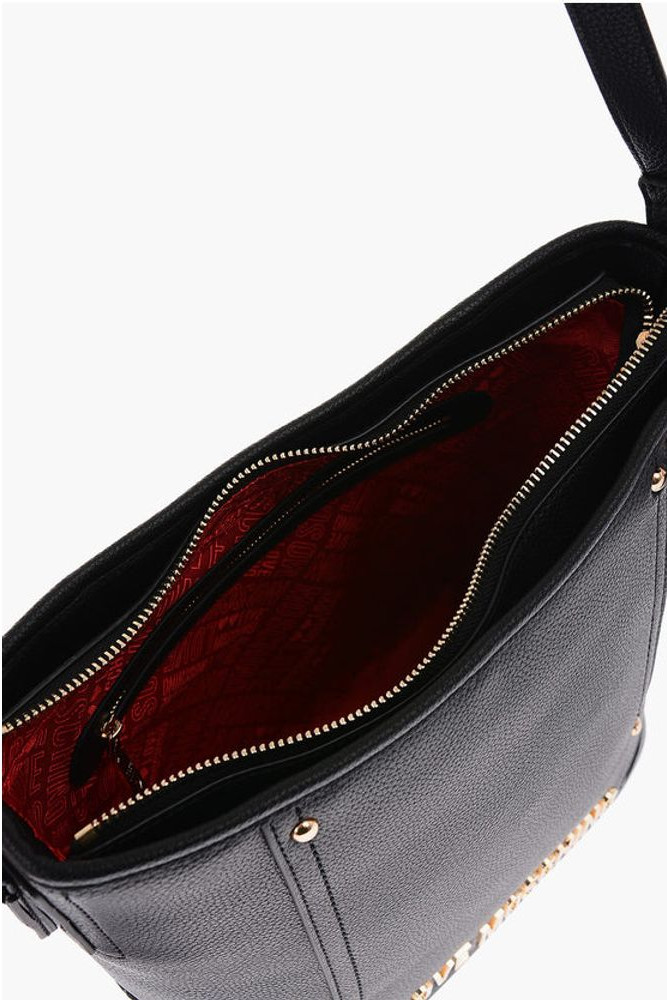 Moschino LOVE Tote Bag Faux Leather Textured Tote Bag with Embossed Logo