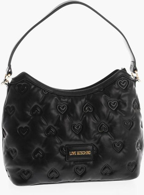 Hobo sumkasi Moschino LOVE yuraklar bilan bezatilgan