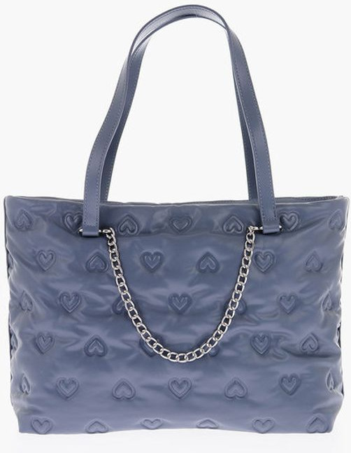 Moschino LOVE yuraklari bosilgan eko-charm yelkali sumkasi