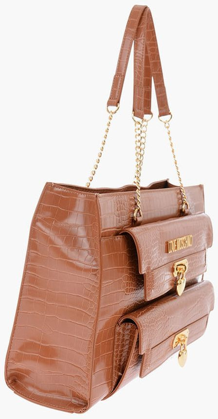 Handbag Moschino Crocodile Effect Faux Leather Tote Bag
