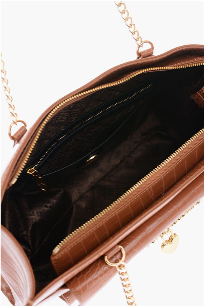 Handbag Moschino Crocodile Effect Faux Leather Tote Bag