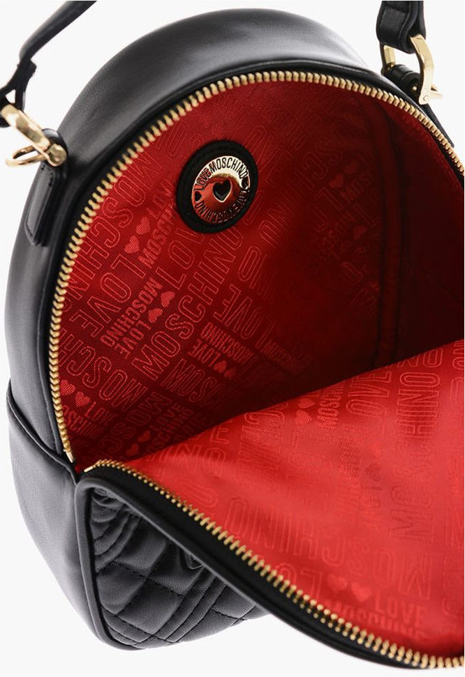 Mini Bag Moschino Love Quilted Faux Leather with Golden Details