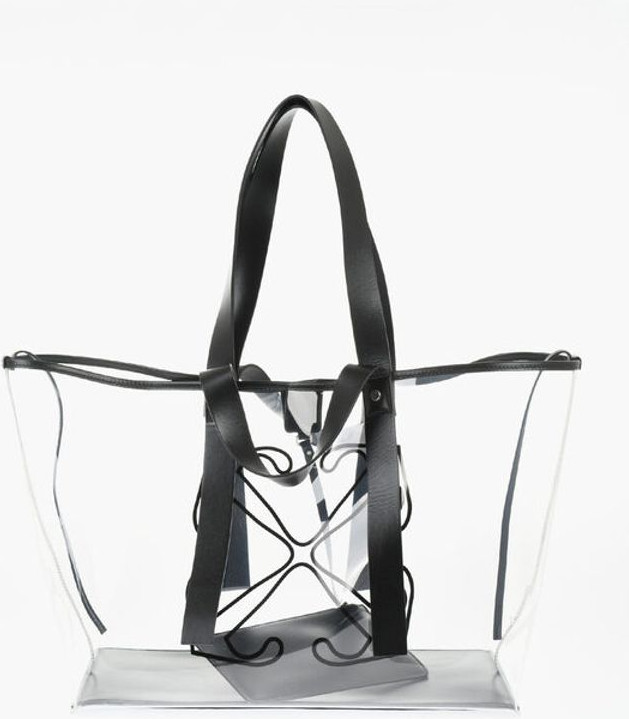 Tote Bag Off-White See-Through Pvc Tote Bag with Leather Details