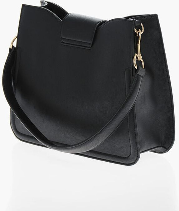 Shoulder Bag Moschino LOVE Faux Leather Shoulder Bag with Golden Hearts