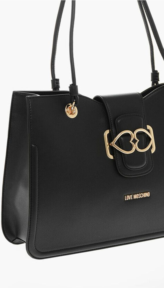 Tote Bag Moschino Faux Leather Tote Bag with Golden Closure