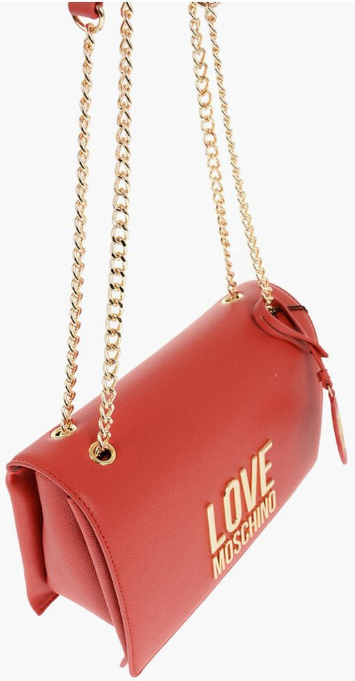 Moschino LOVE Yeng teri elkadan osiladigan sumkasi, oltin detallarga ega