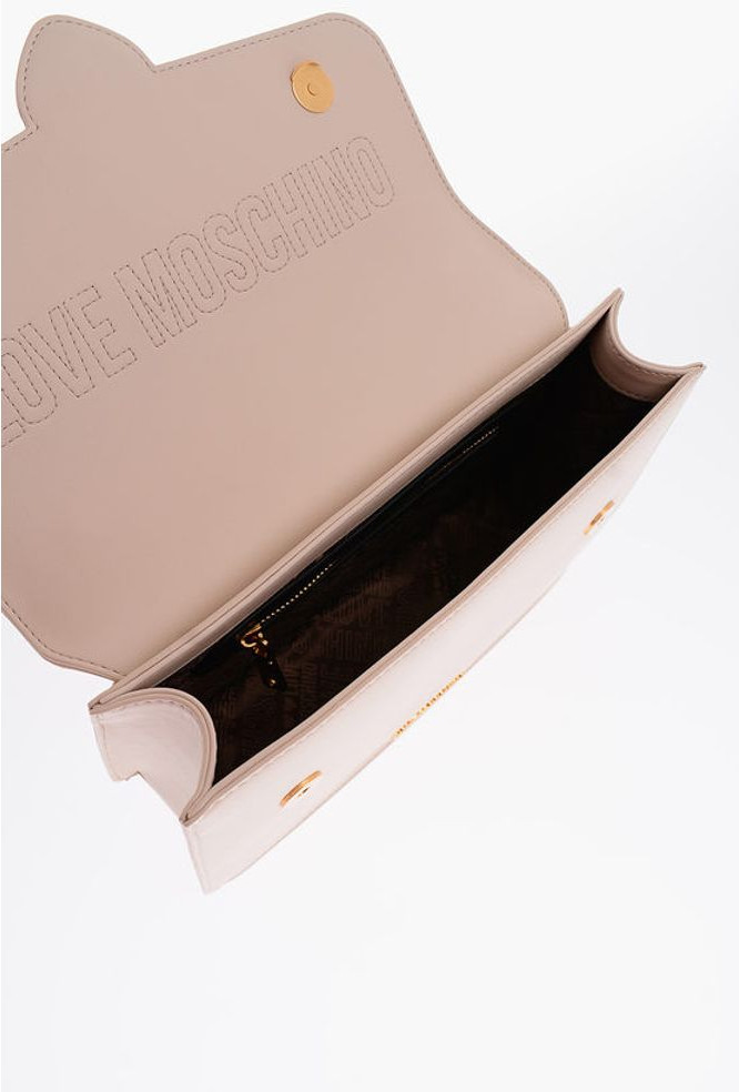 Shoulder Bag Moschino LOVE Faux Leather Shoulder Bag with Golden Chain