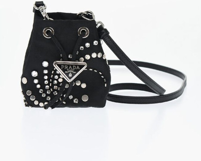 Pouch Prada Nylon Studded Pouch with Rhinestones
