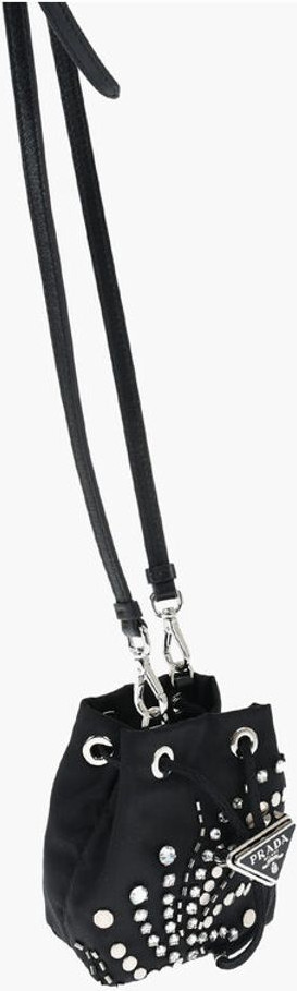 Pouch Prada Nylon Studded Pouch with Rhinestones