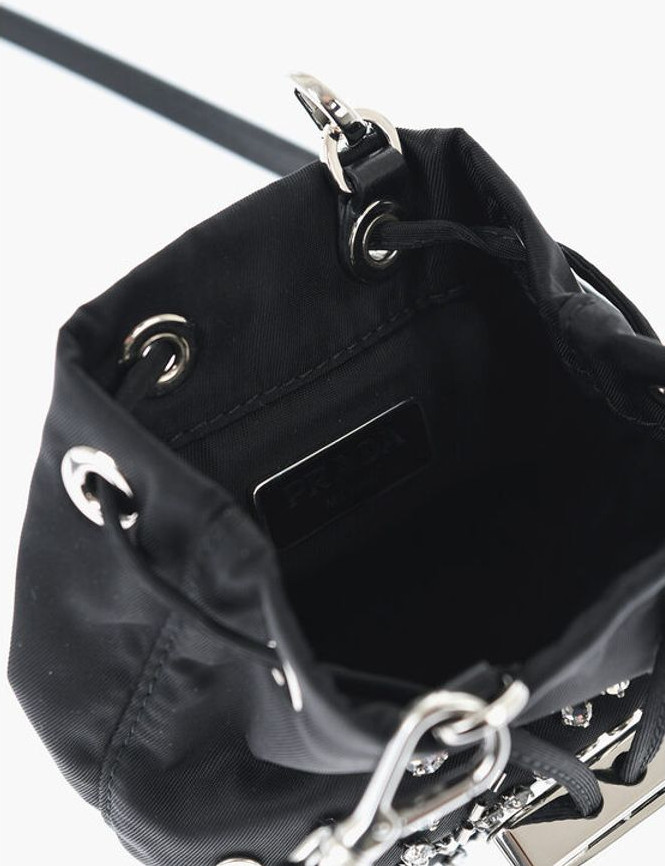Pouch Prada Nylon Studded Pouch with Rhinestones