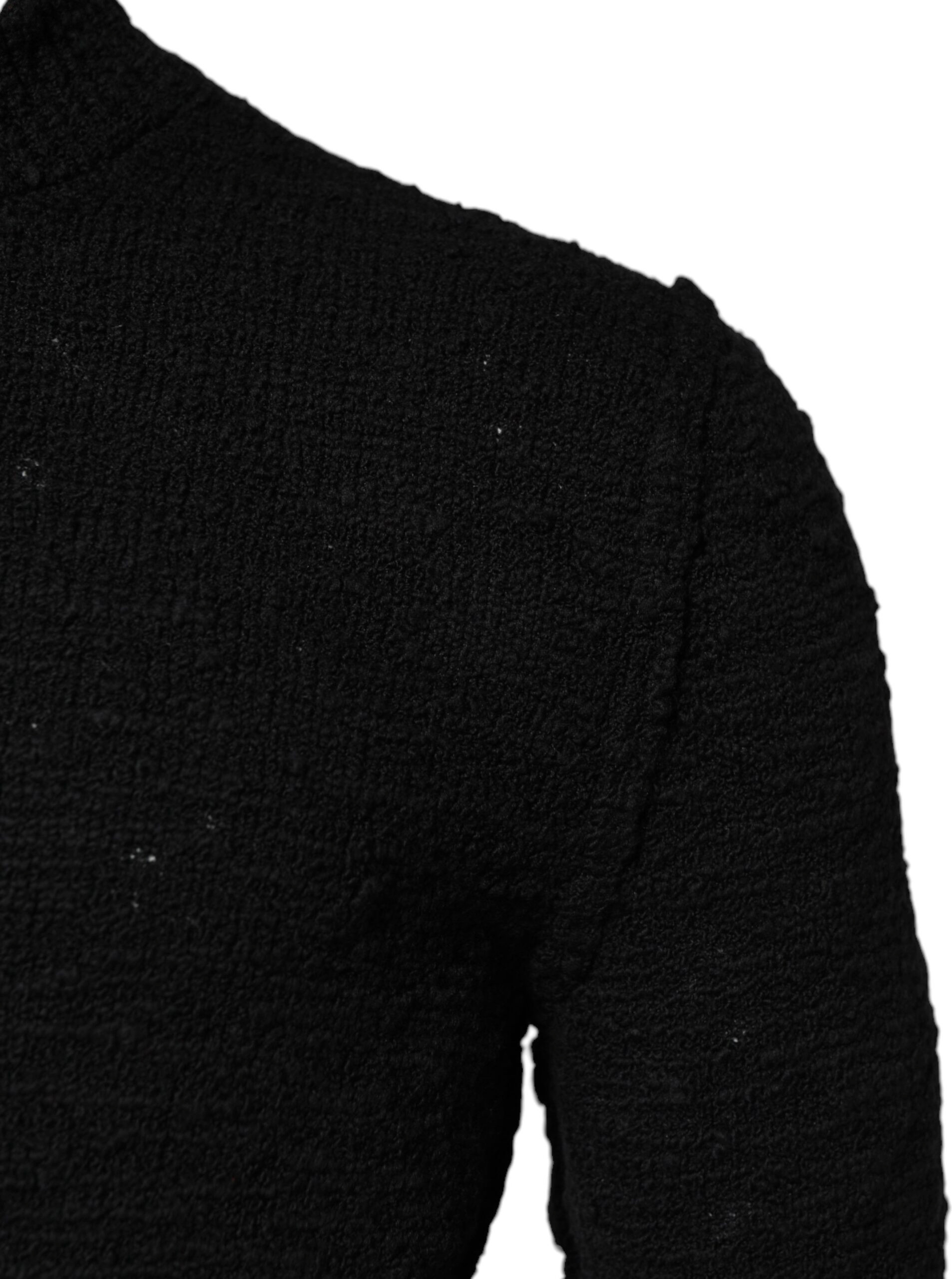 Black Wool Knit Crew Neck Pullover Sweater Dolce & Gabbana