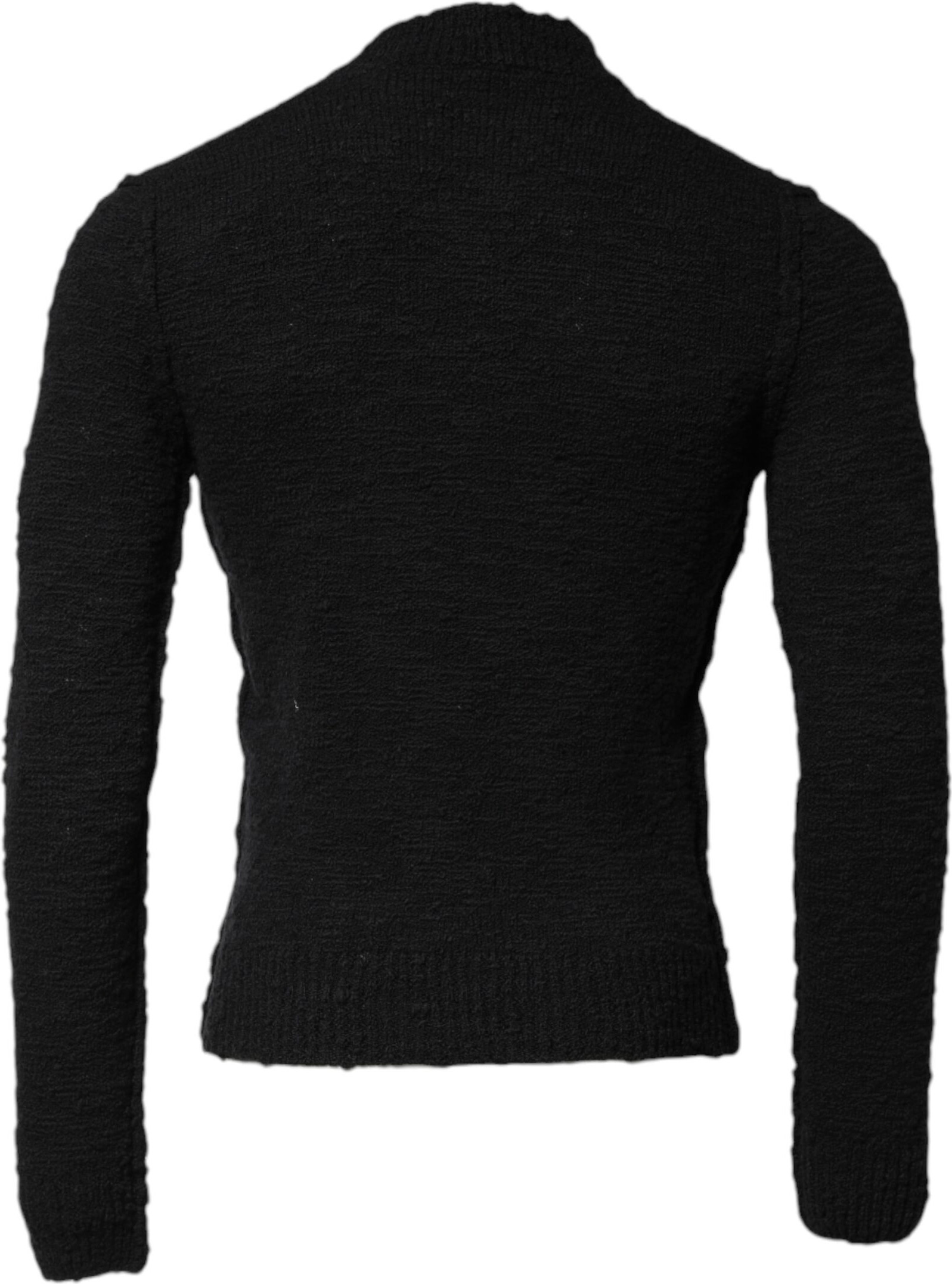 Black Wool Knit Crew Neck Pullover Sweater Dolce & Gabbana