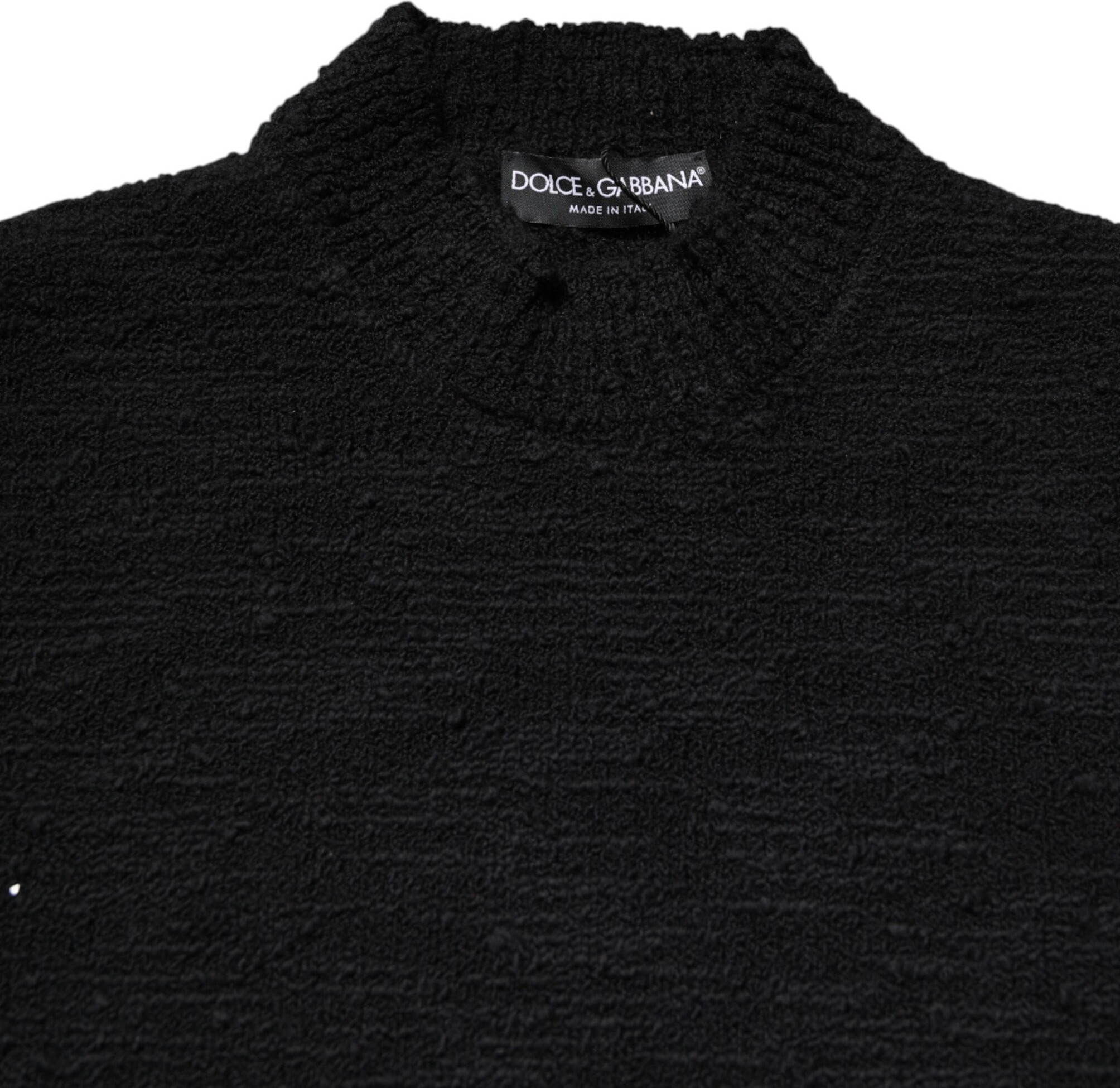 Black Wool Knit Crew Neck Pullover Sweater Dolce & Gabbana