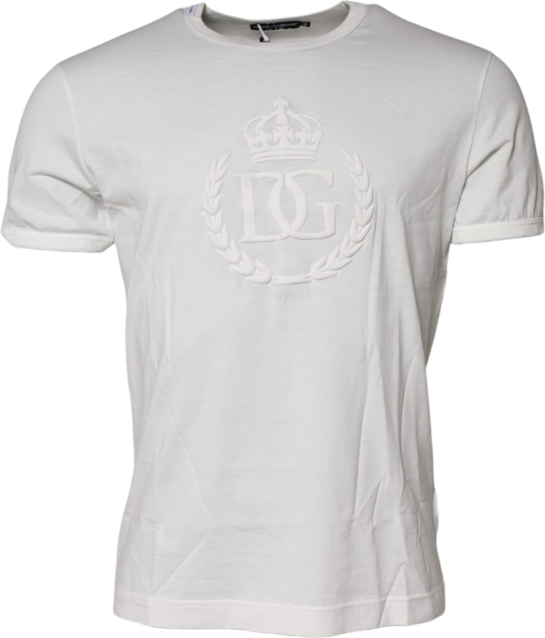 Футболка Dolce & Gabbana Белая Хлопковая с тиснением DG Crown
