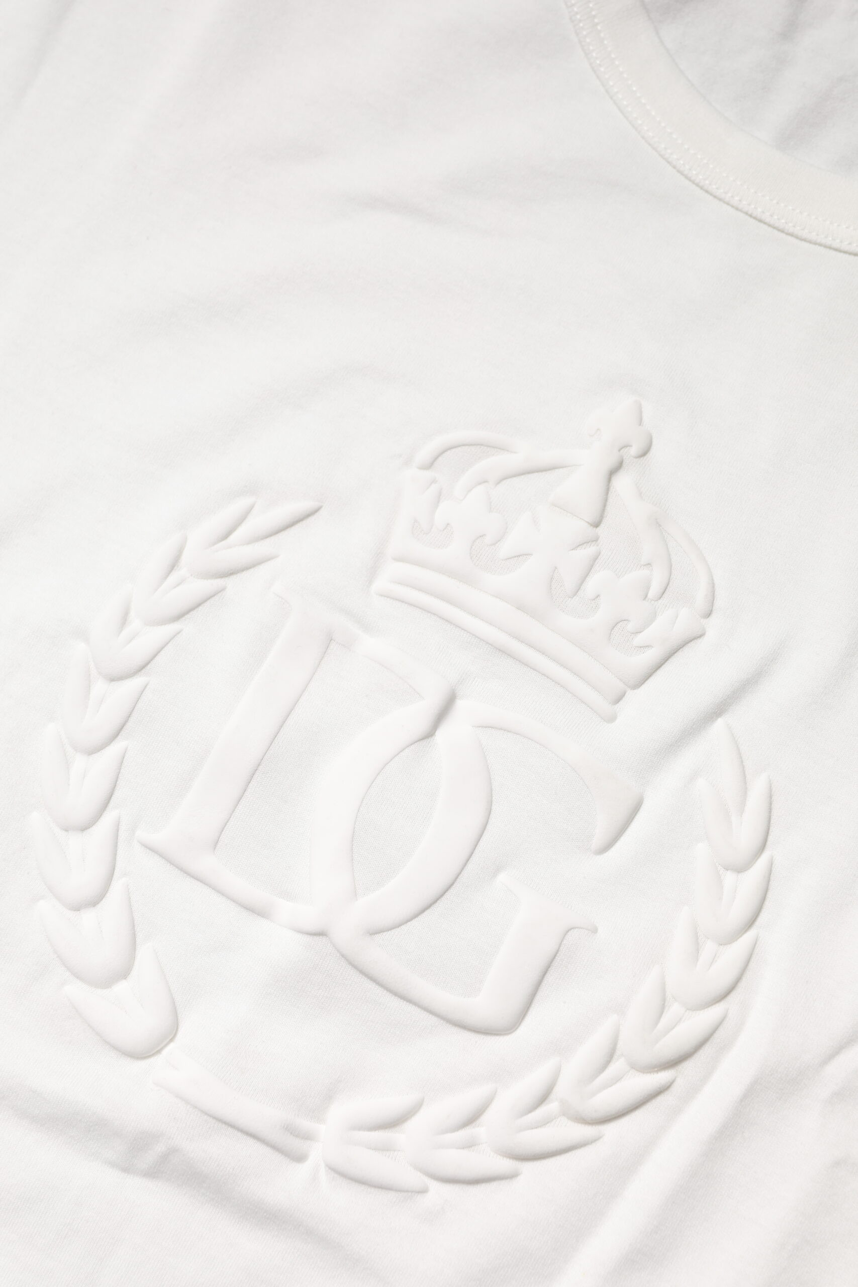 Футболка Dolce & Gabbana Белая Хлопковая с тиснением DG Crown