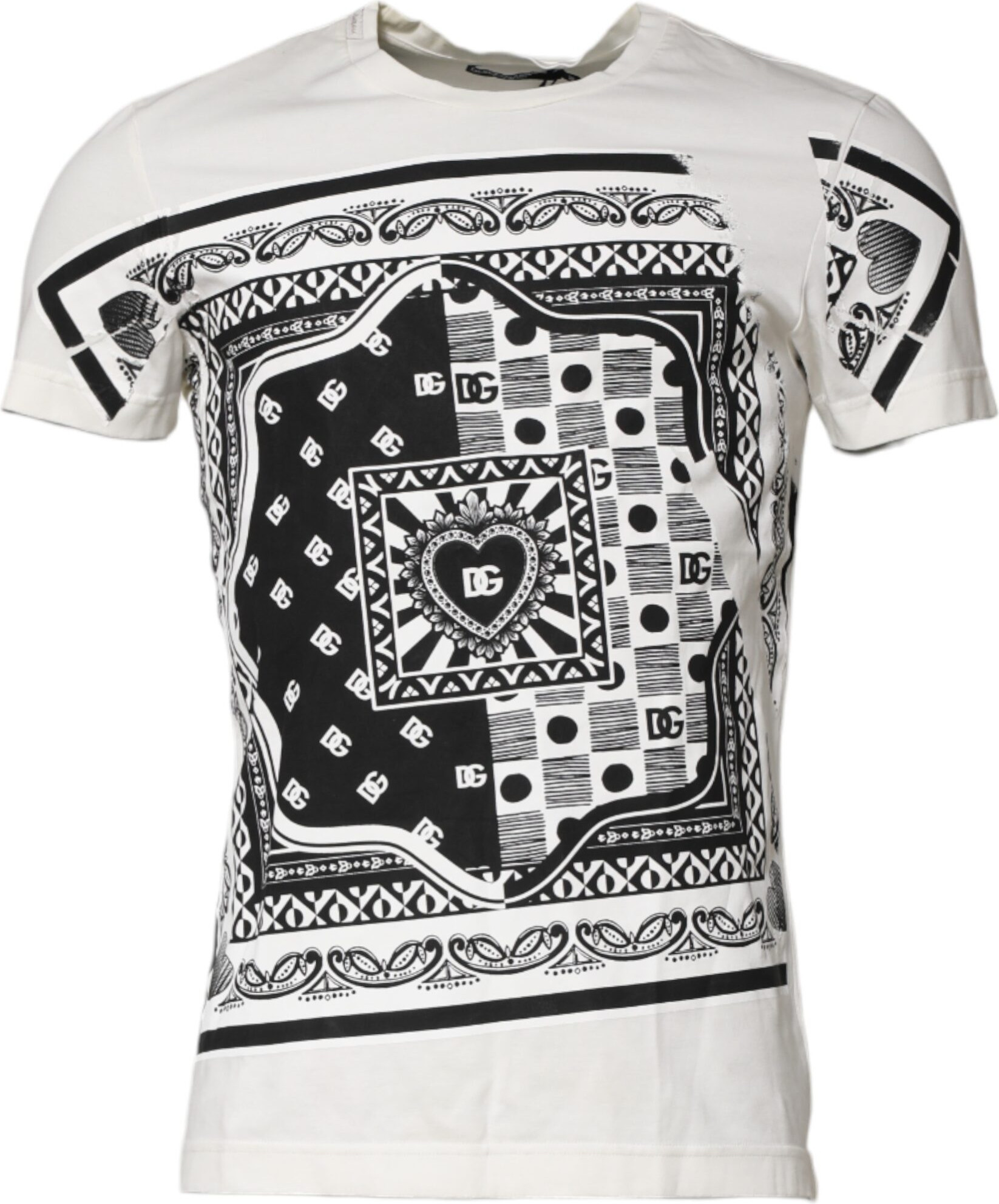T-shirt Dolce & Gabbana White Cotton Logo Bandana Print