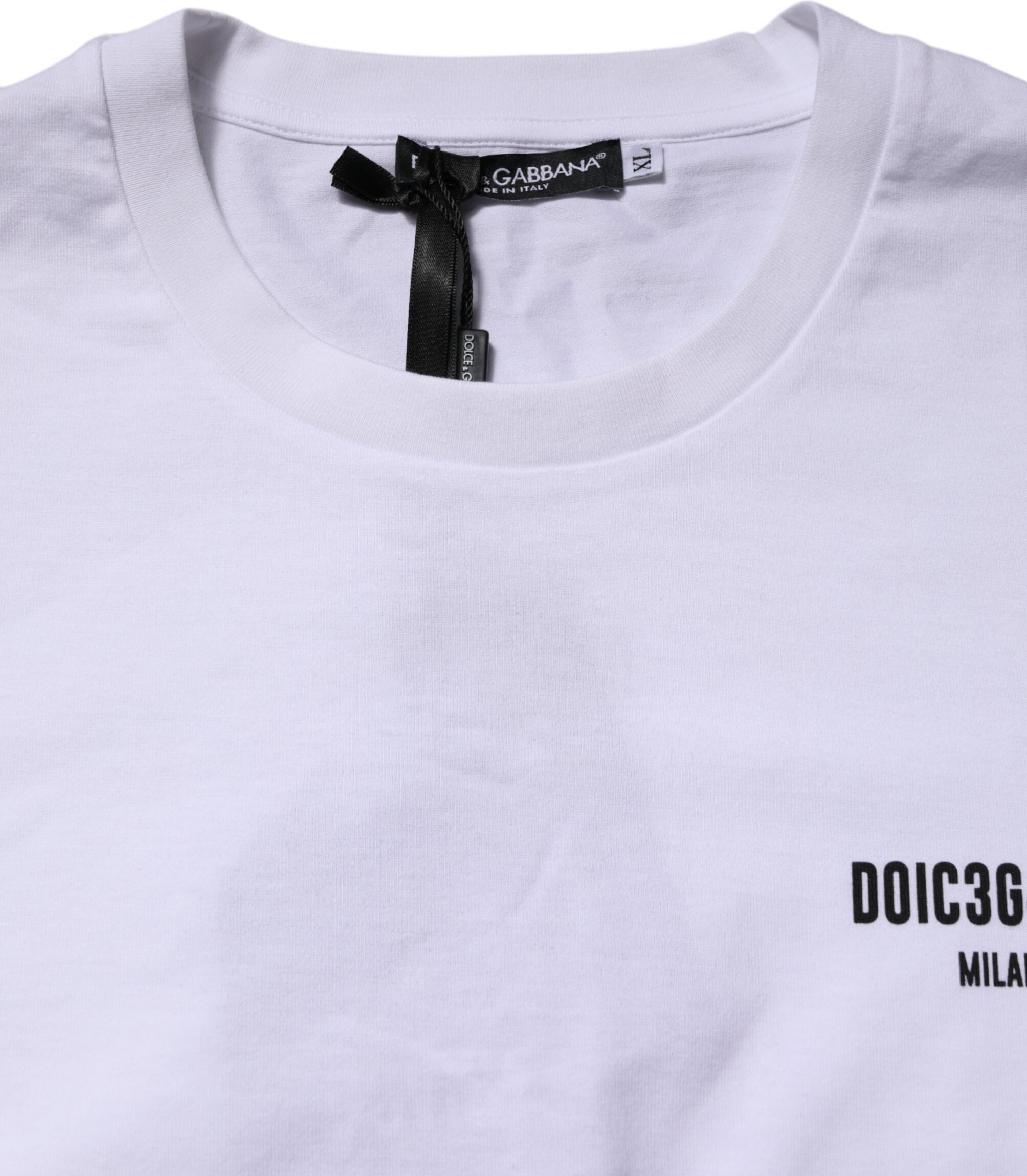 White Cotton Logo Print Crew Neck T-shirt Dolce & Gabbana