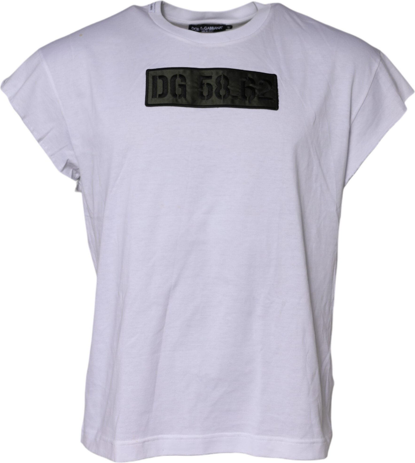 Dolce & Gabbana White Logo Embroidery Round Neck T-shirt