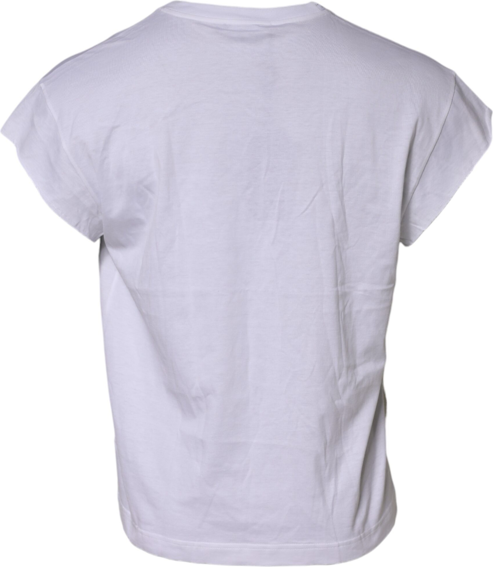 Dolce & Gabbana White Logo Embroidery Round Neck T-shirt