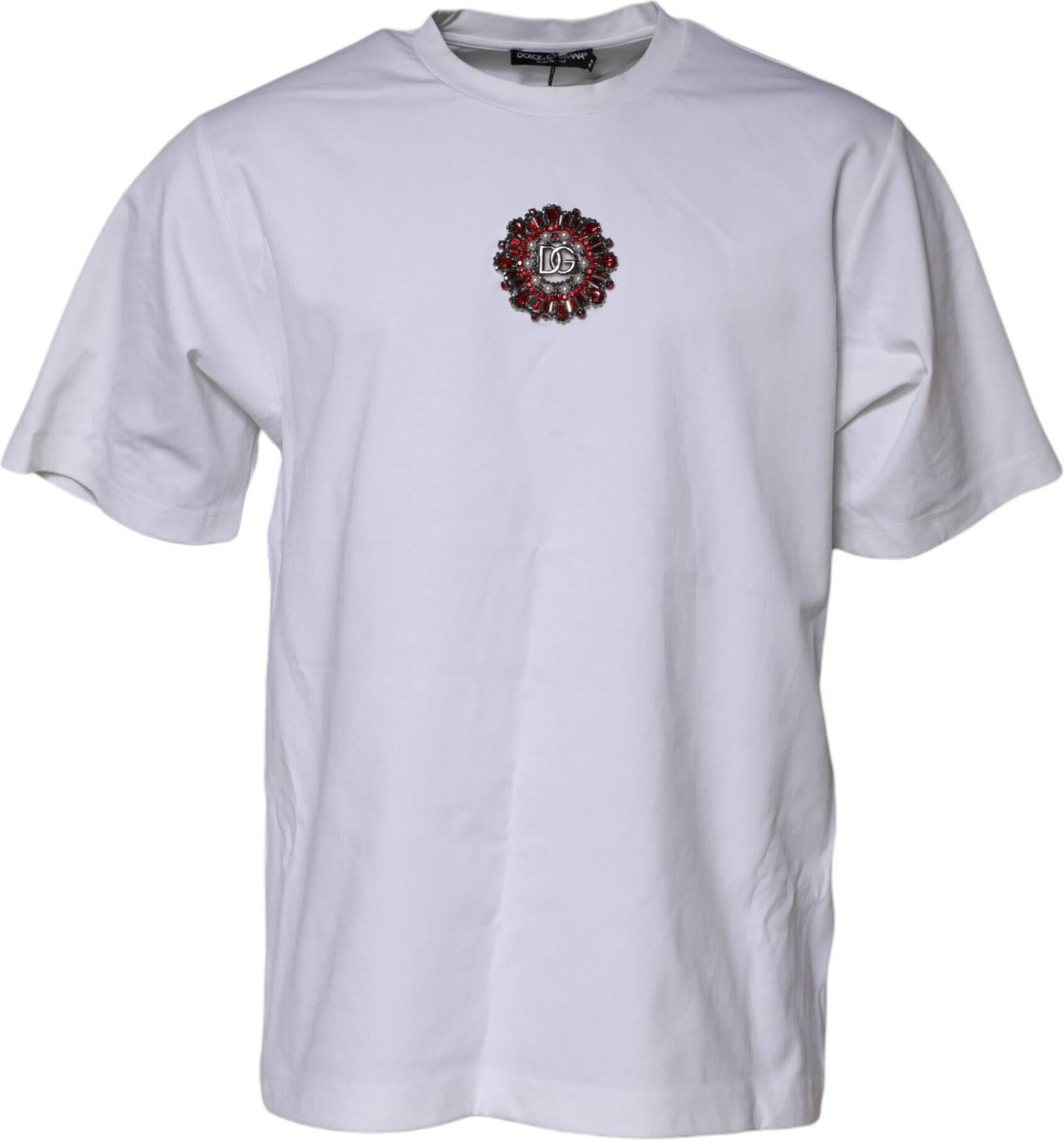 White Logo Embellish Short Sleeves T-shirt Dolce & Gabbana
