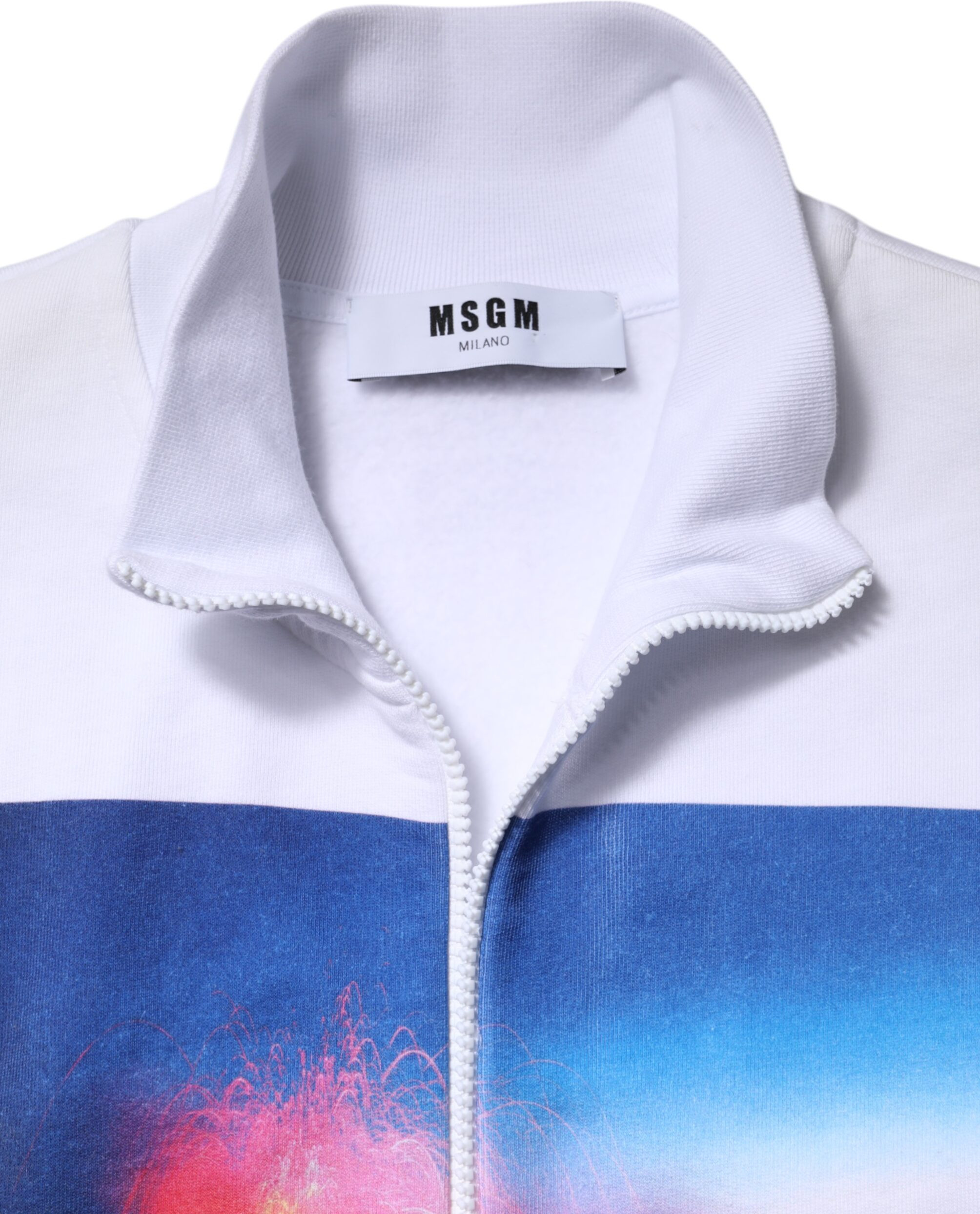 Белая куртка-бомбер MSGM с длинными рукавами и принтом, на молнии