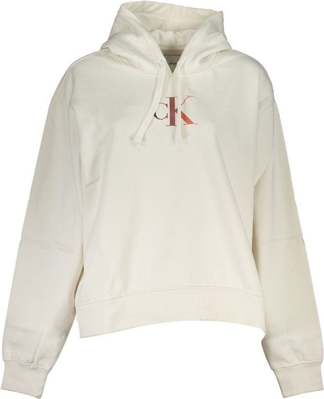 Chic White Fleece Hooded Sweatshirt Calvin Klein