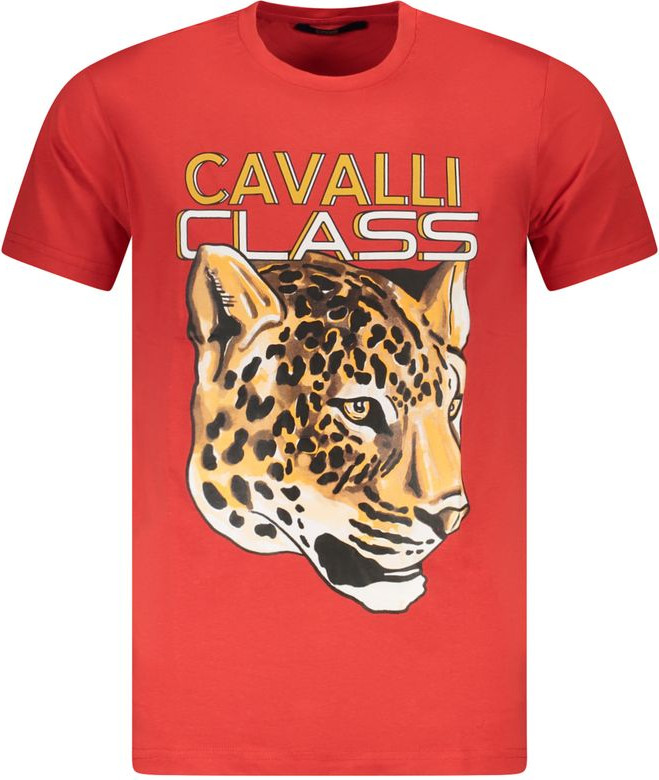 Красная хлопковая футболка Cavalli CLASS