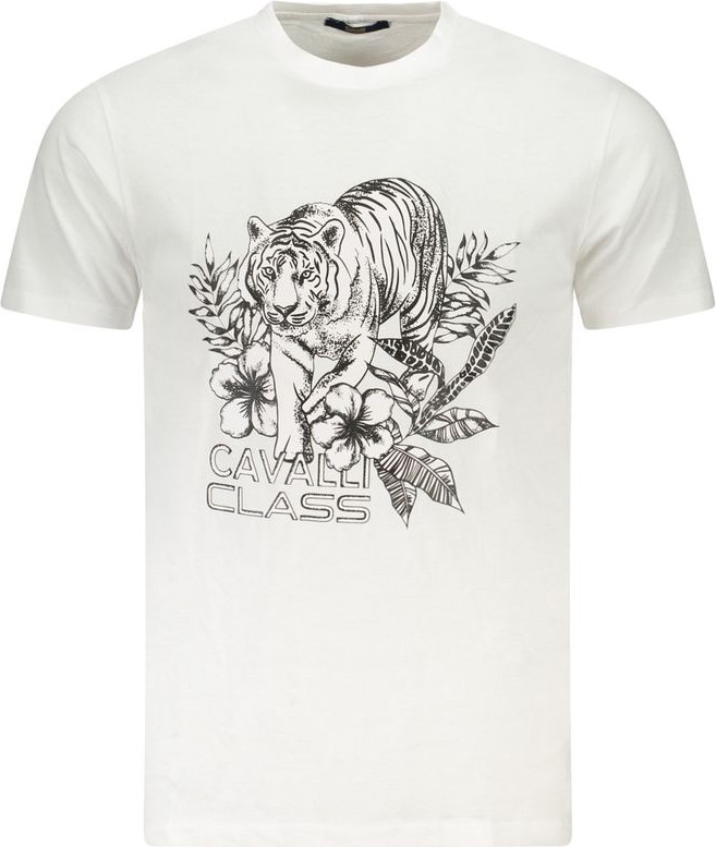 White Cotton T-Shirt by cavalli CLASS