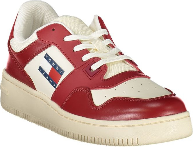 Red Leather Women Sneaker Tommy Hilfiger