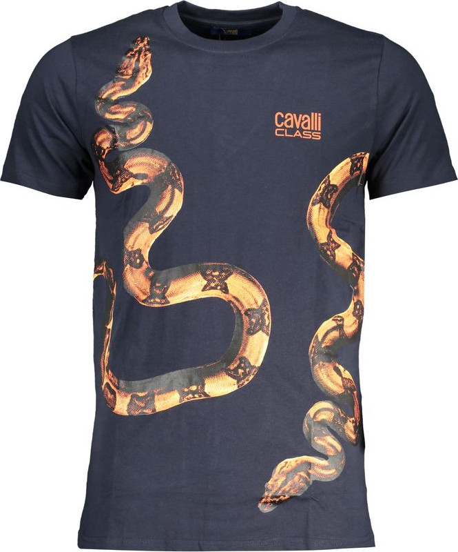 Blue Cotton T-Shirt cavalli CLASS