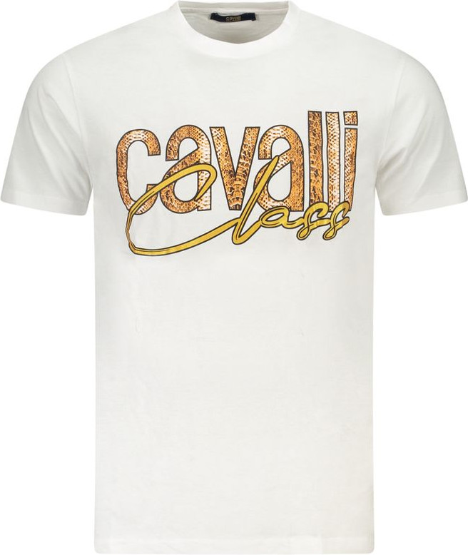 Белая хлопковая мужская футболка Cavalli CLASS