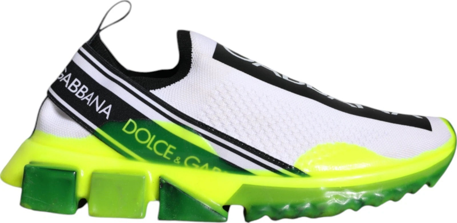 Dolce & Gabbana White Yellow Slip On Sorrento Sneakers Shoes