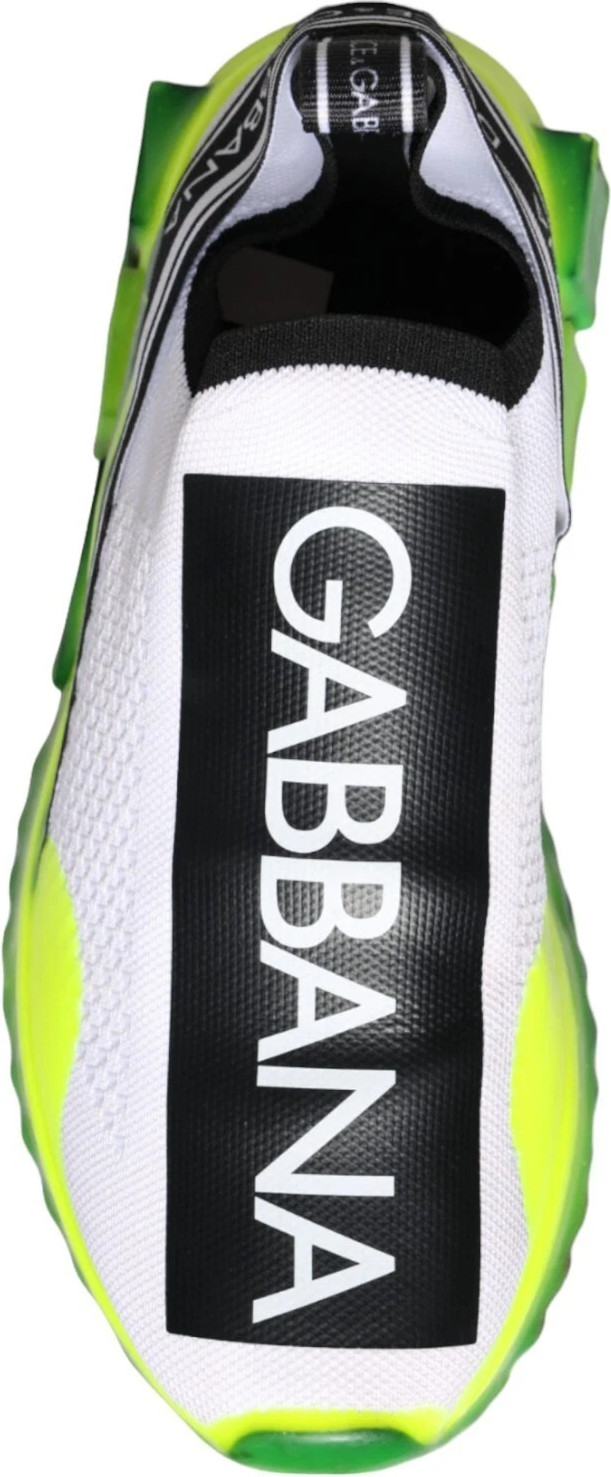 Dolce & Gabbana White Yellow Slip On Sorrento Sneakers Shoes