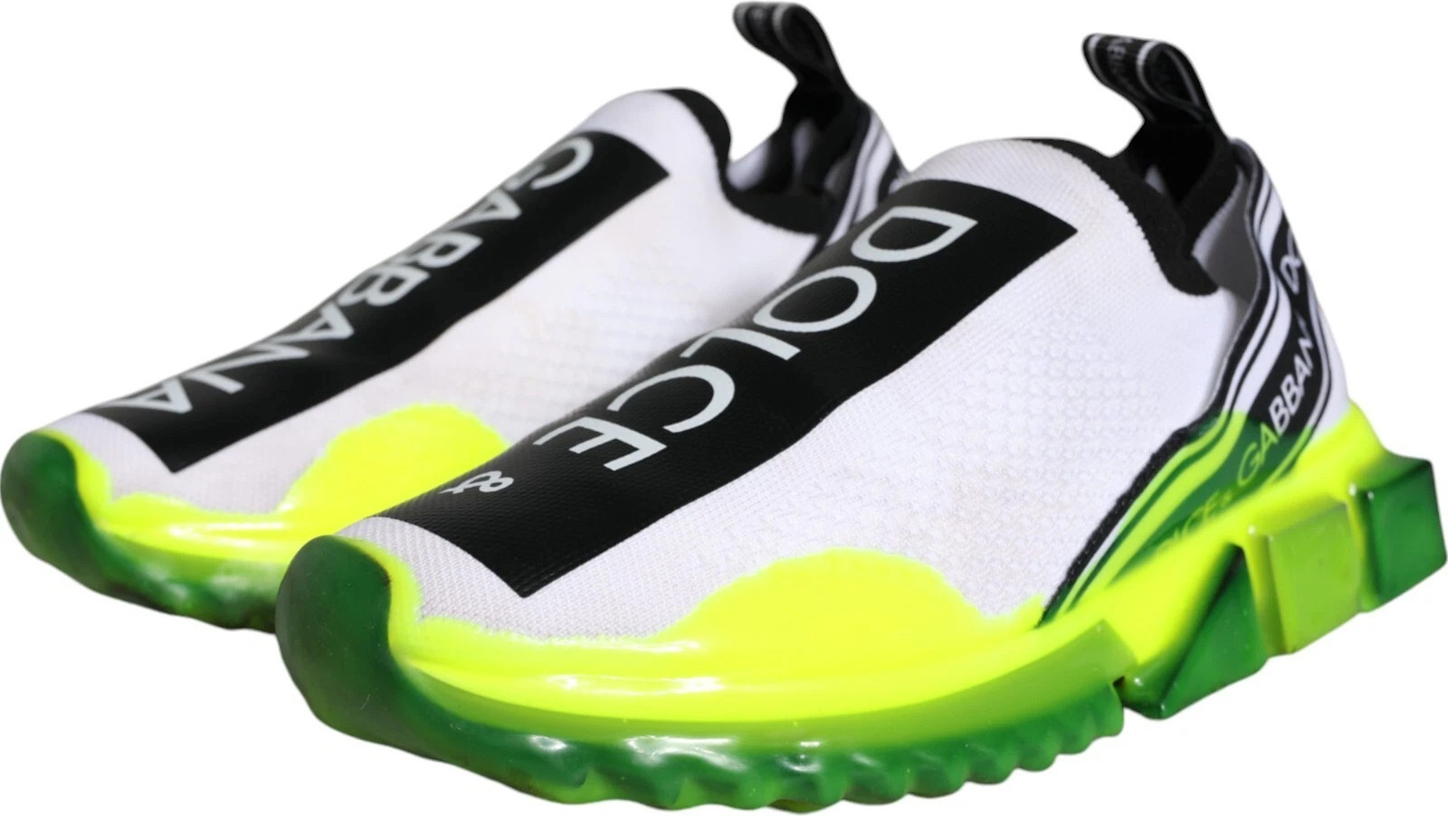 Dolce & Gabbana White Yellow Slip On Sorrento Sneakers Shoes