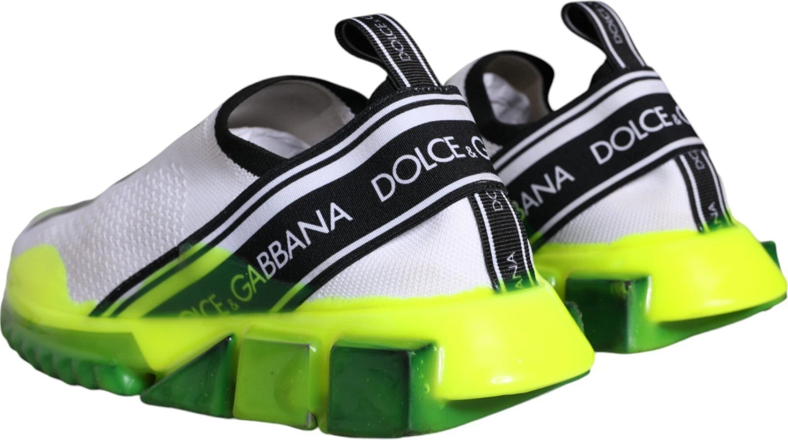 Dolce & Gabbana White Yellow Slip On Sorrento Sneakers Shoes