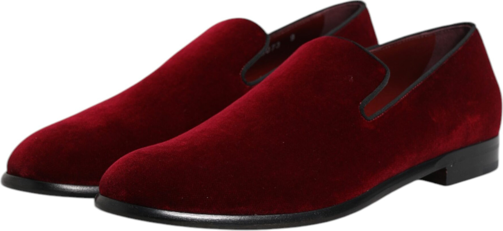 Red Cotton Velvet Slip On Loafers Formal Shoes Dolce & Gabbana