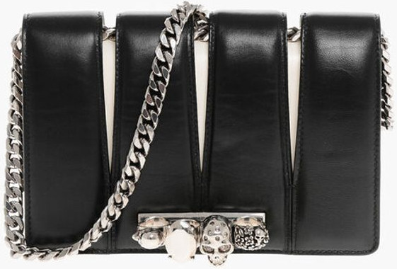 Clutch Alexander McQueen Two-Tone Leather SLASH Clutch with Jewel Detail
