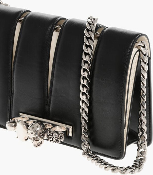 Clutch Alexander McQueen Two-Tone Leather SLASH Clutch with Jewel Detail