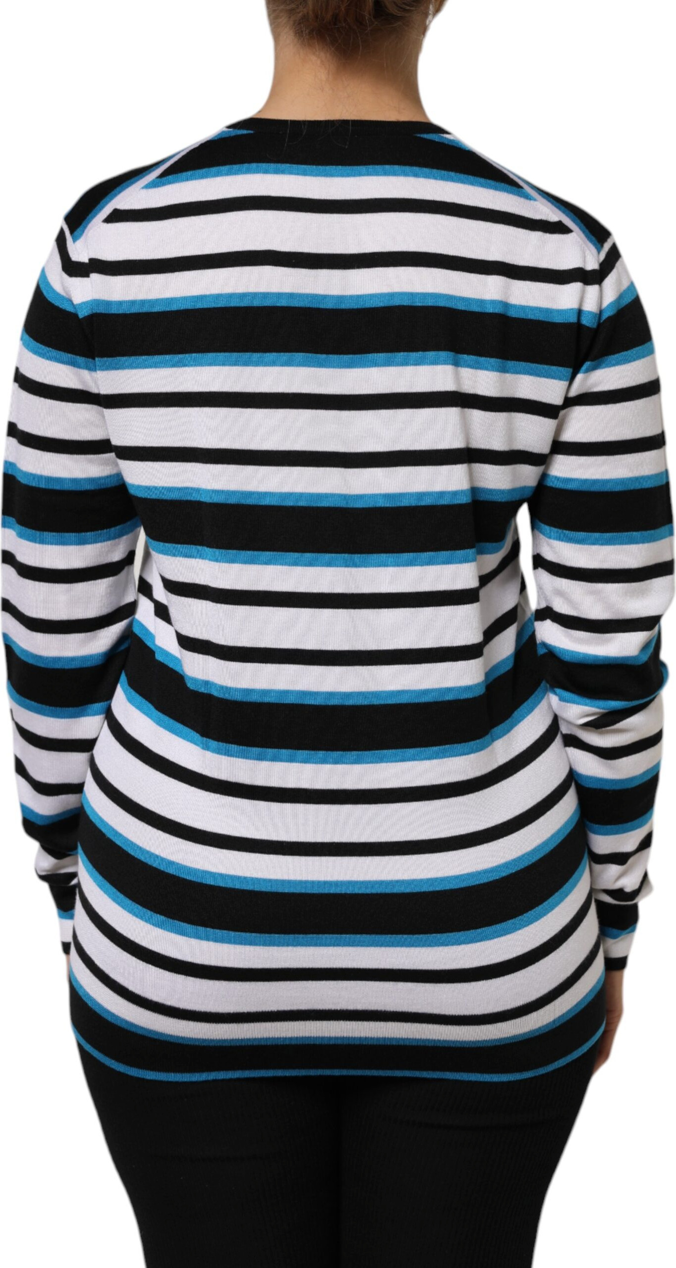 Multicolor Stripes Long Sleeves V-neck Top Dolce & Gabbana