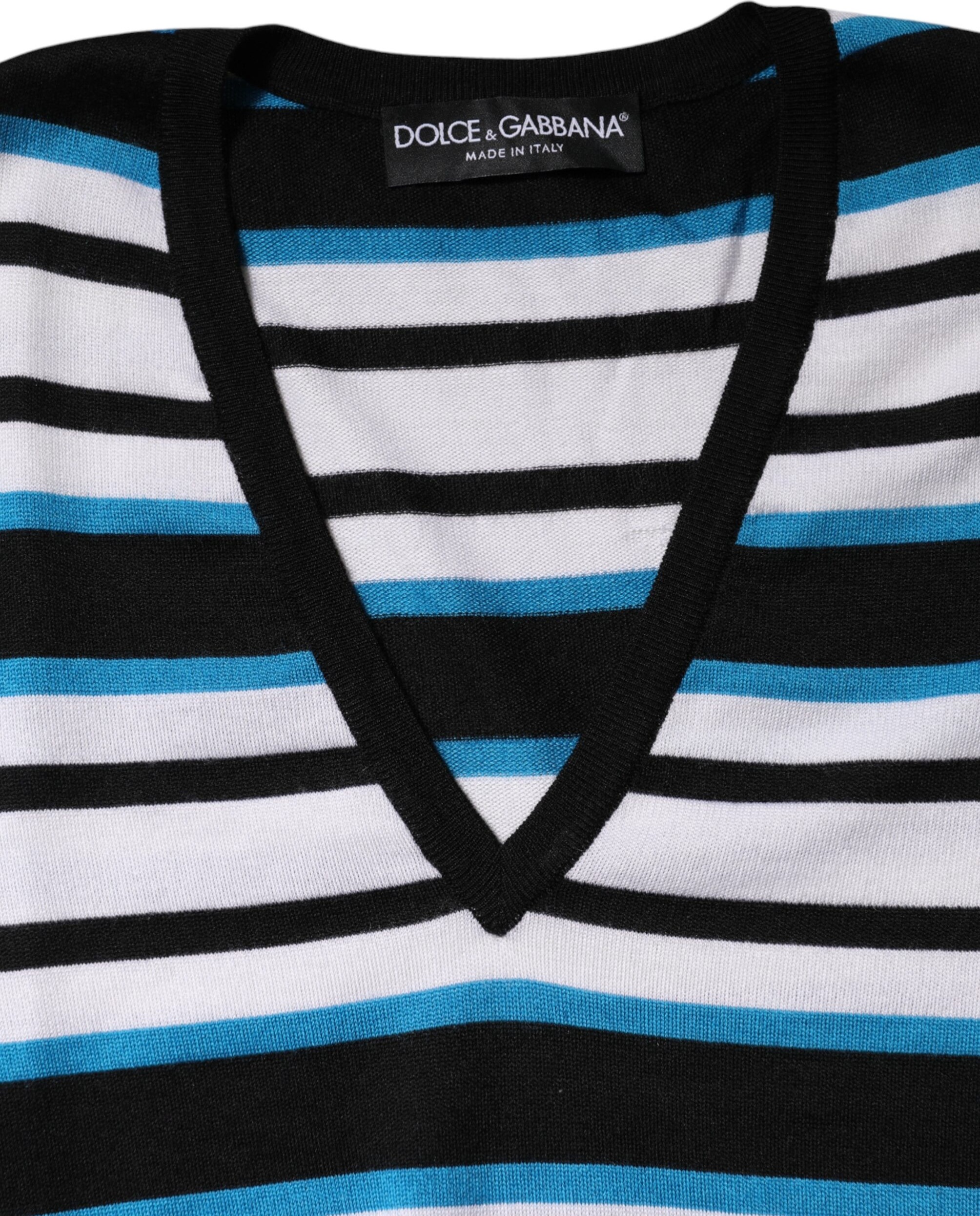 Multicolor Stripes Long Sleeves V-neck Top Dolce & Gabbana
