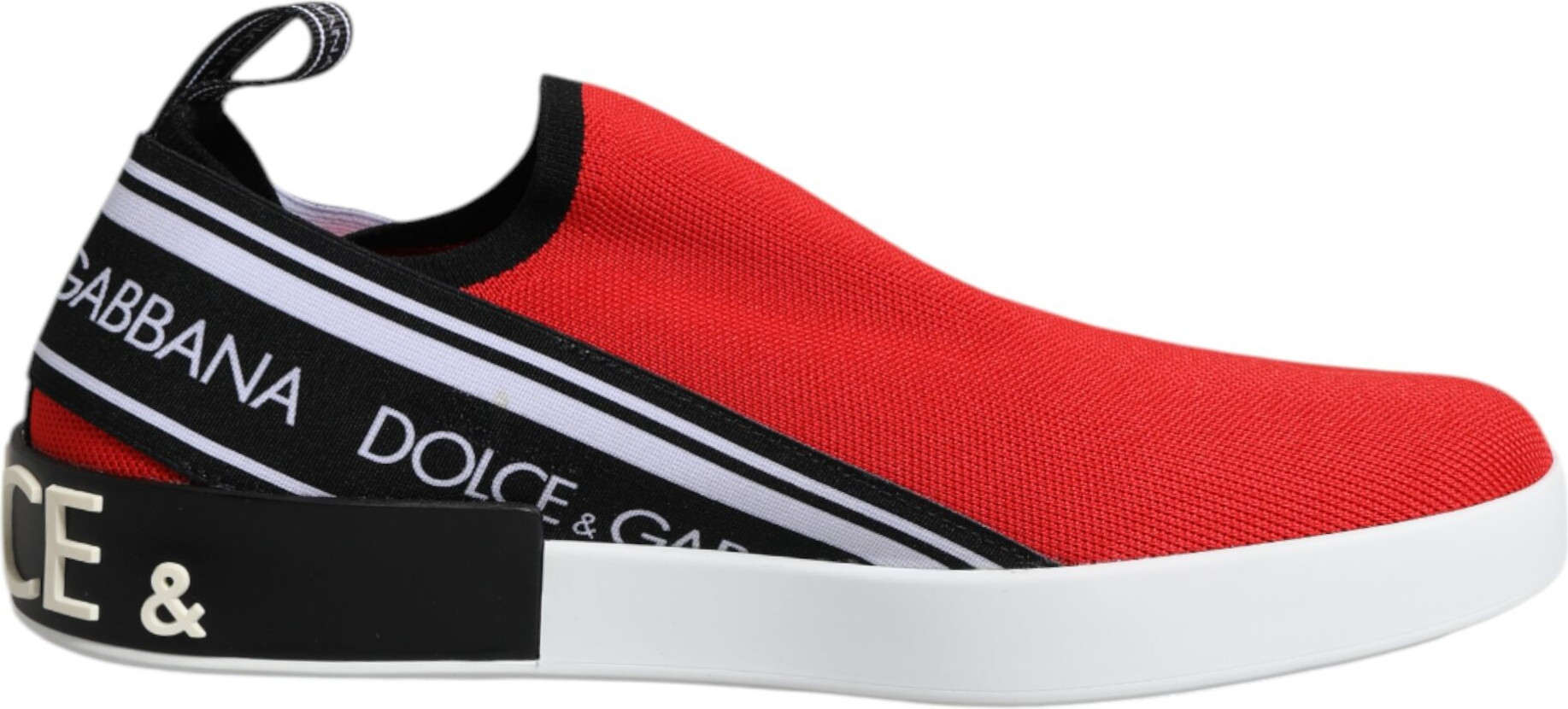 Красные низкие кеды на резинке Dolce & Gabbana с логотипом