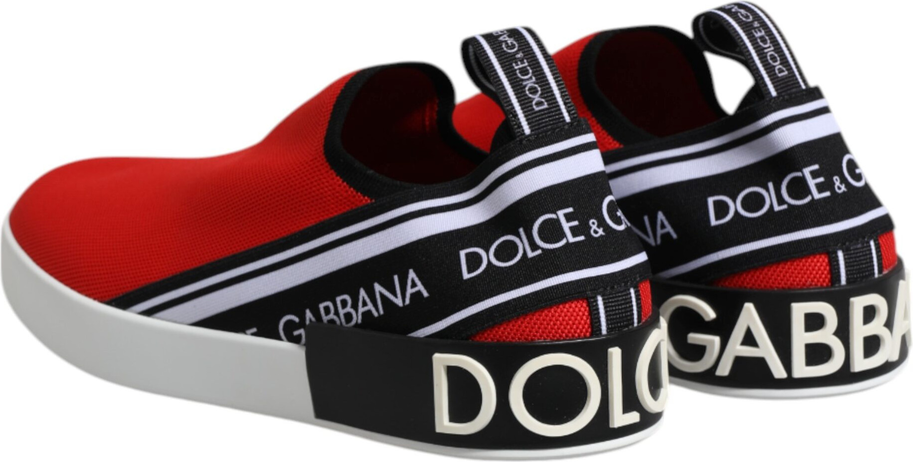 Красные низкие кеды на резинке Dolce & Gabbana с логотипом