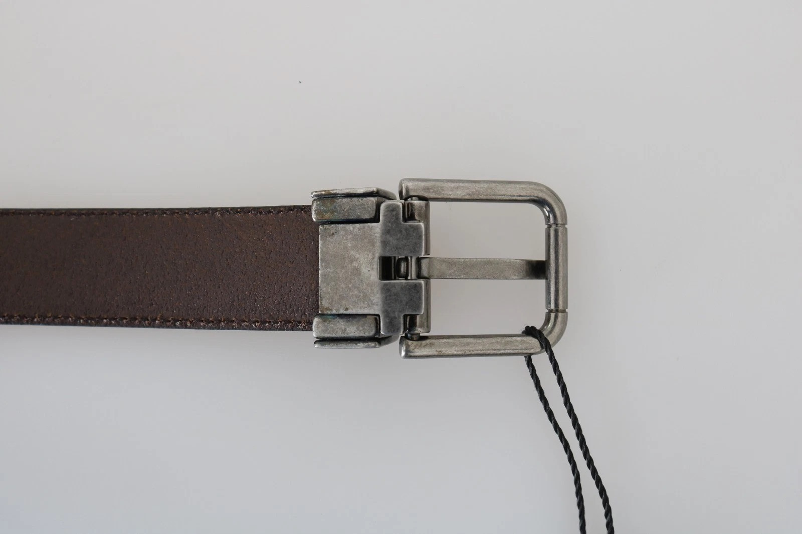 Belt Dolce & Gabbana Blue Perforated Leather Gray Buckle Belt