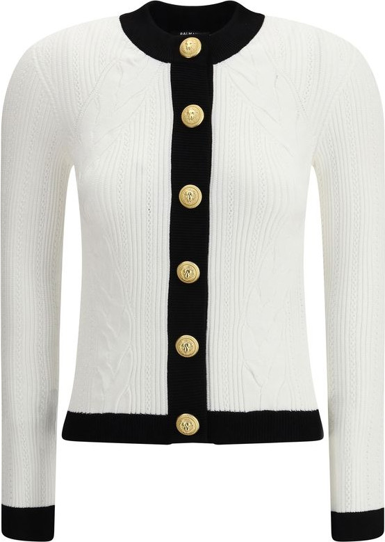 Белый кардиган Balmain из вискозы
