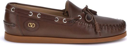 Valentino Garavani Brown Calf Leather Slip-On Loafers