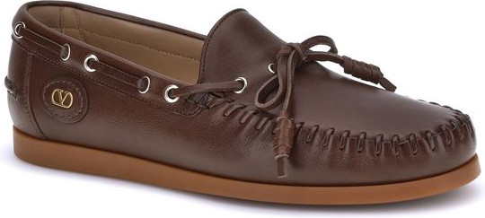 Valentino Garavani Brown Calf Leather Slip-On Loafers
