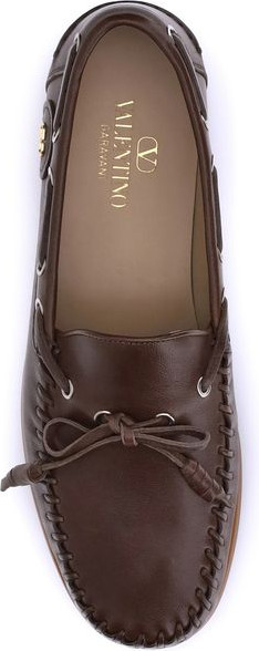 Valentino Garavani Brown Calf Leather Slip-On Loafers