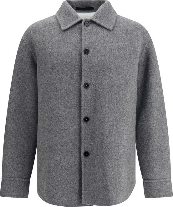 Серое шерстяное пальто Jil Sander