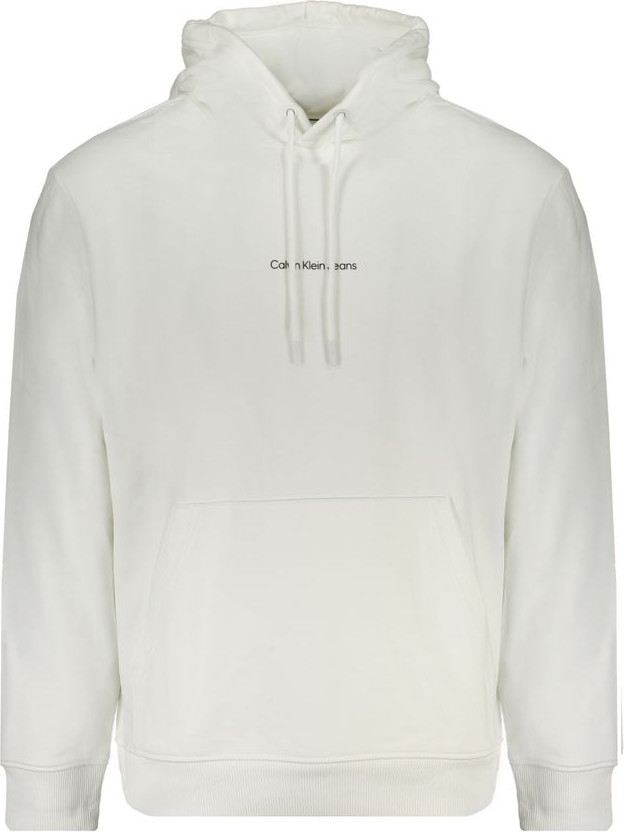 Sweater White Cotton Men Sweater with Hood Calvin Klein